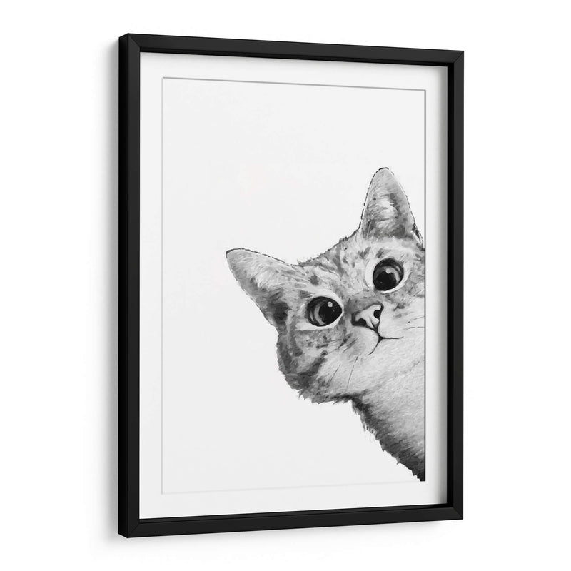 Curious Cat White | Cuadro decorativo de Canvas Lab