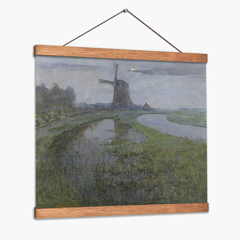Molino Oostzijdse a lo largo del río Gein a la luz de la luna - Piet Mondrian | Cuadro decorativo de Canvas Lab