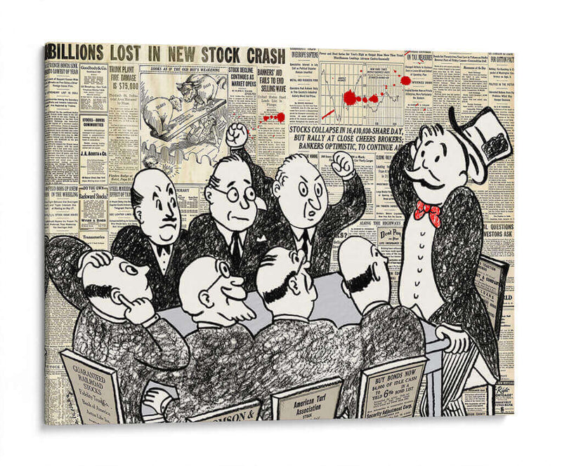 Wall Street Board Room Panic - Alec Monopoly | Cuadro decorativo de Canvas Lab