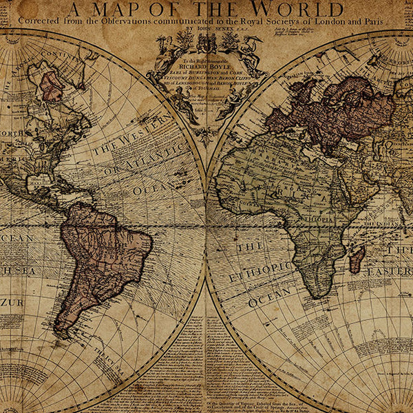 GRUPO DOSDEDOS  Cuadro Decorativo Vintage Mapa Mundi Oceanos Copia 2