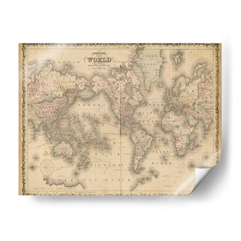 Johnsons Mapa Del Mundo - Johnson | Cuadro decorativo de Canvas Lab