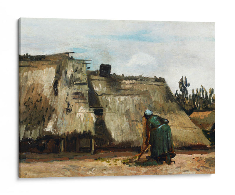 Una mujer campesina cavando frente a su cabaña - Vincent Van Gogh | Cuadro decorativo de Canvas Lab