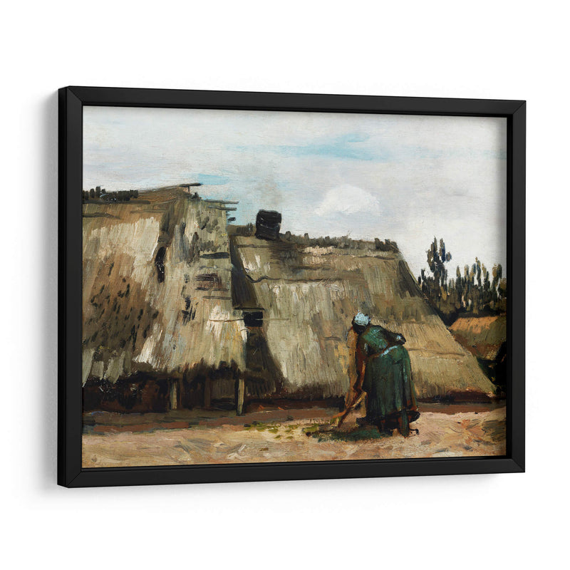 Una mujer campesina cavando frente a su cabaña - Vincent Van Gogh | Cuadro decorativo de Canvas Lab