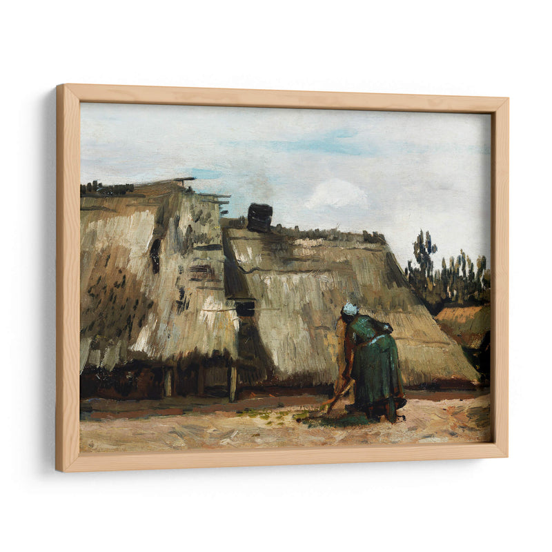 Una mujer campesina cavando frente a su cabaña - Vincent Van Gogh | Cuadro decorativo de Canvas Lab