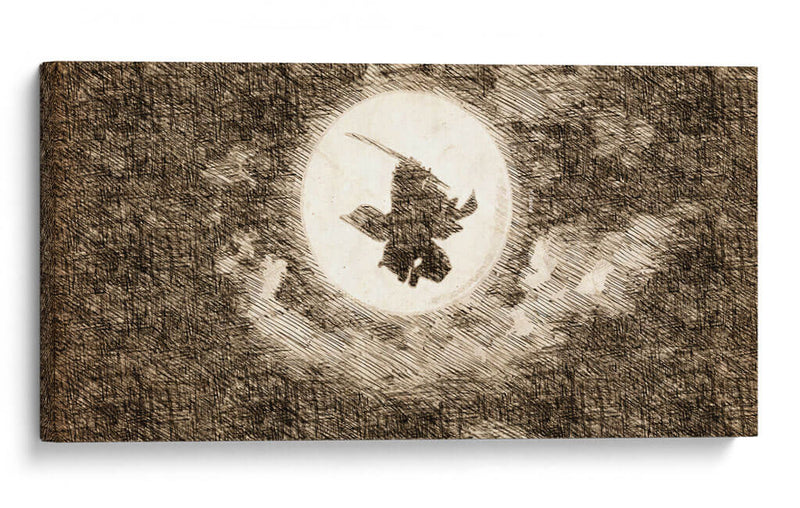 Silueta Tanjiro - DaVinci Style - Marco Green | Cuadro decorativo de Canvas Lab