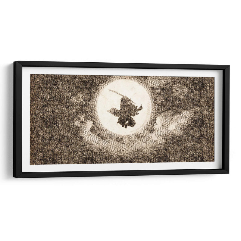 Silueta Tanjiro - DaVinci Style - Marco Green | Cuadro decorativo de Canvas Lab