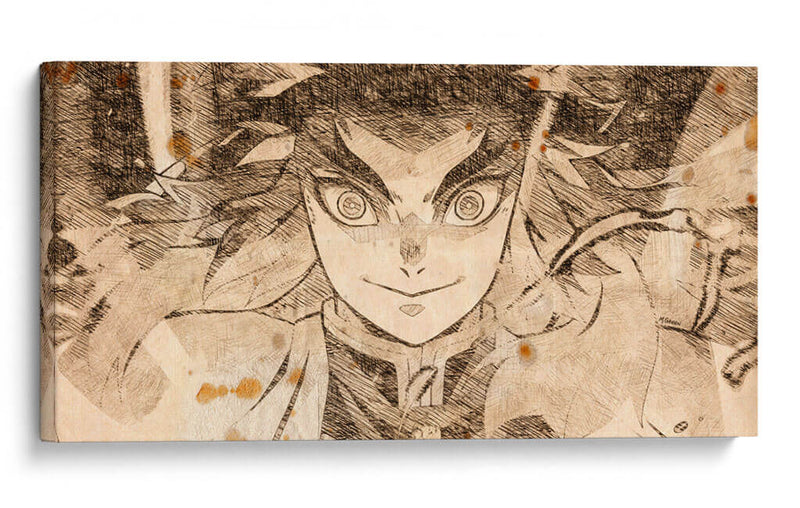 El Gran Rengoku - DaVinci Style - Marco Green | Cuadro decorativo de Canvas Lab