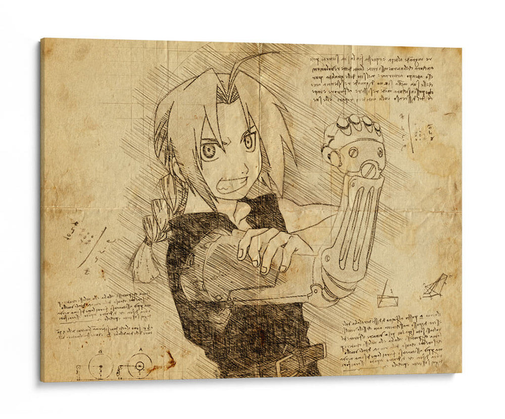 Edward Elric (Text) - DaVinci Style - Marco Green | Cuadro decorativo de Canvas Lab