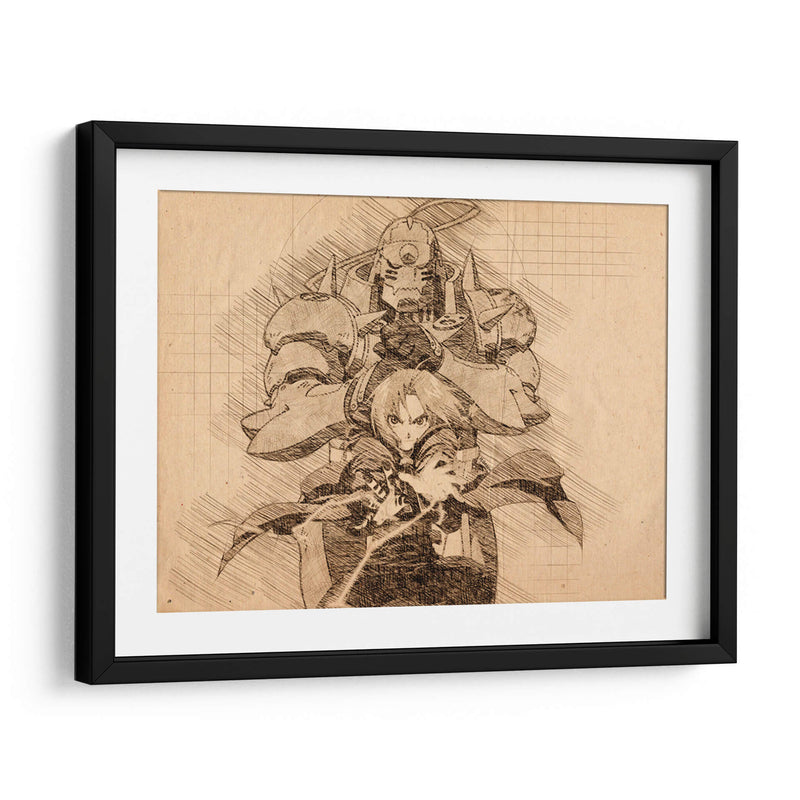 Los Hermanos Elric - DaVinci Style - Marco Green | Cuadro decorativo de Canvas Lab