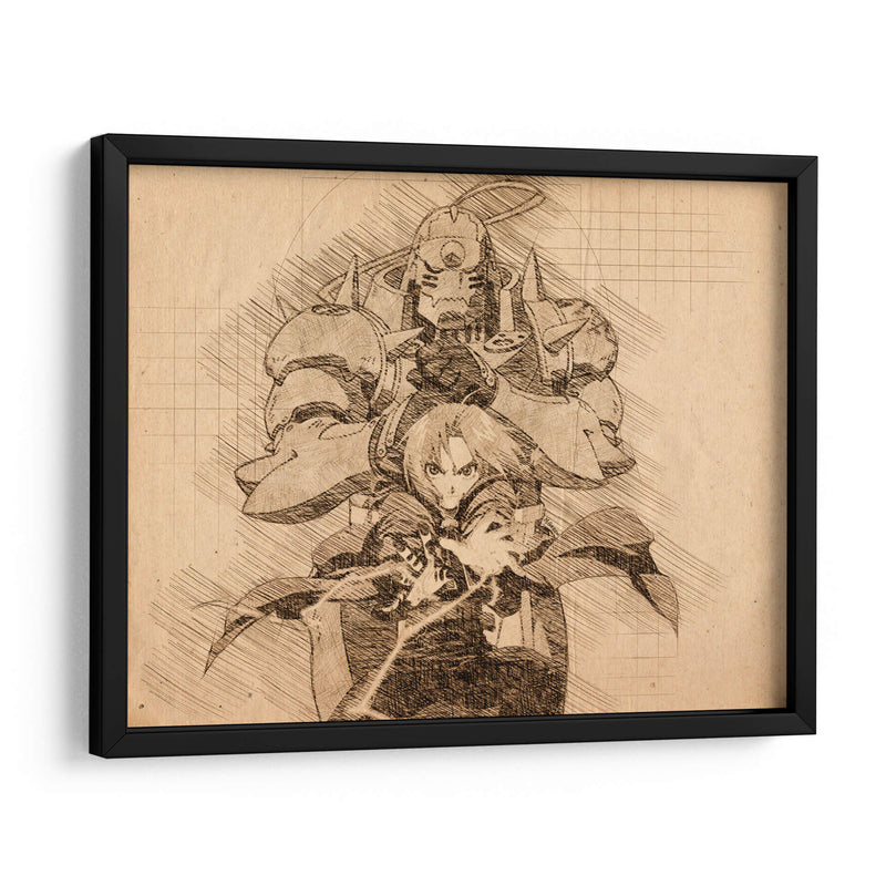 Los Hermanos Elric - DaVinci Style - Marco Green | Cuadro decorativo de Canvas Lab
