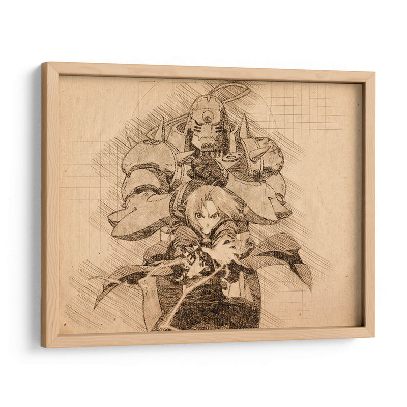 Los Hermanos Elric - DaVinci Style - Marco Green | Cuadro decorativo de Canvas Lab