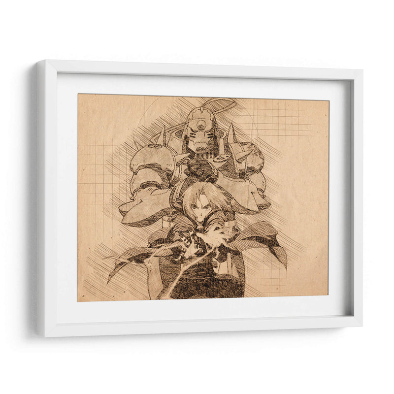 Los Hermanos Elric - DaVinci Style - Marco Green | Cuadro decorativo de Canvas Lab