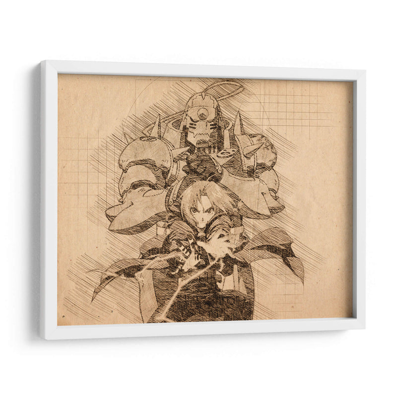 Los Hermanos Elric - DaVinci Style - Marco Green | Cuadro decorativo de Canvas Lab