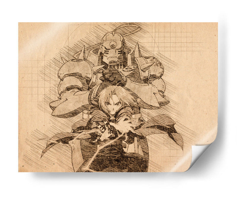 Los Hermanos Elric - DaVinci Style - Marco Green | Cuadro decorativo de Canvas Lab
