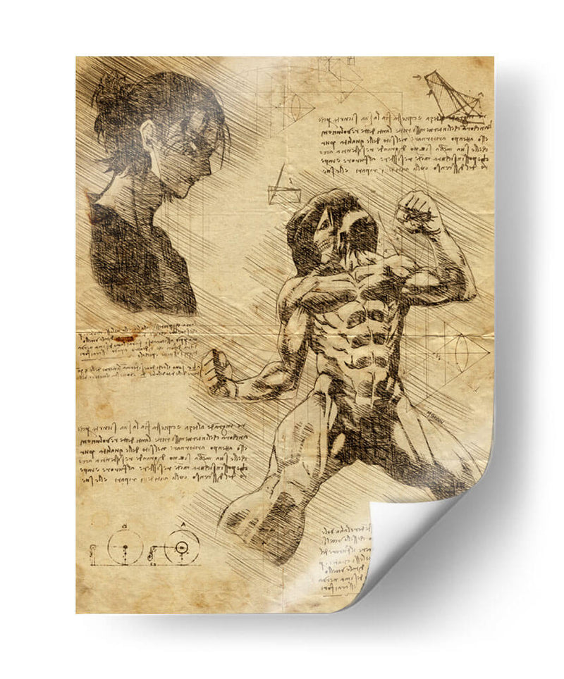 Descripción Titán de Ataque - DaVinci Style - Marco Green | Cuadro decorativo de Canvas Lab