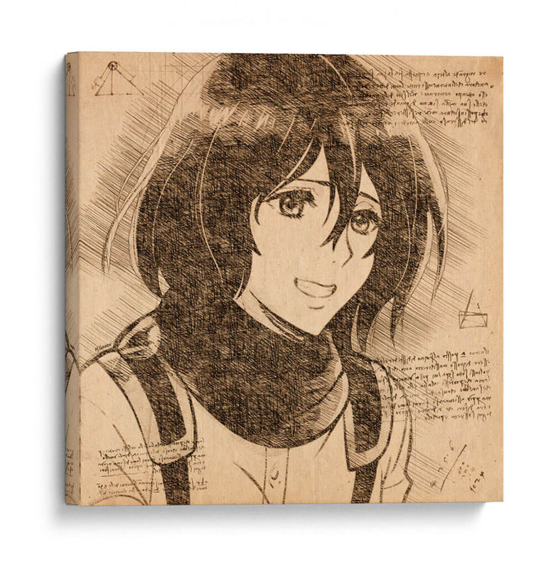 La sonrisa de Mikasa - DaVinci Style - Marco Green | Cuadro decorativo de Canvas Lab
