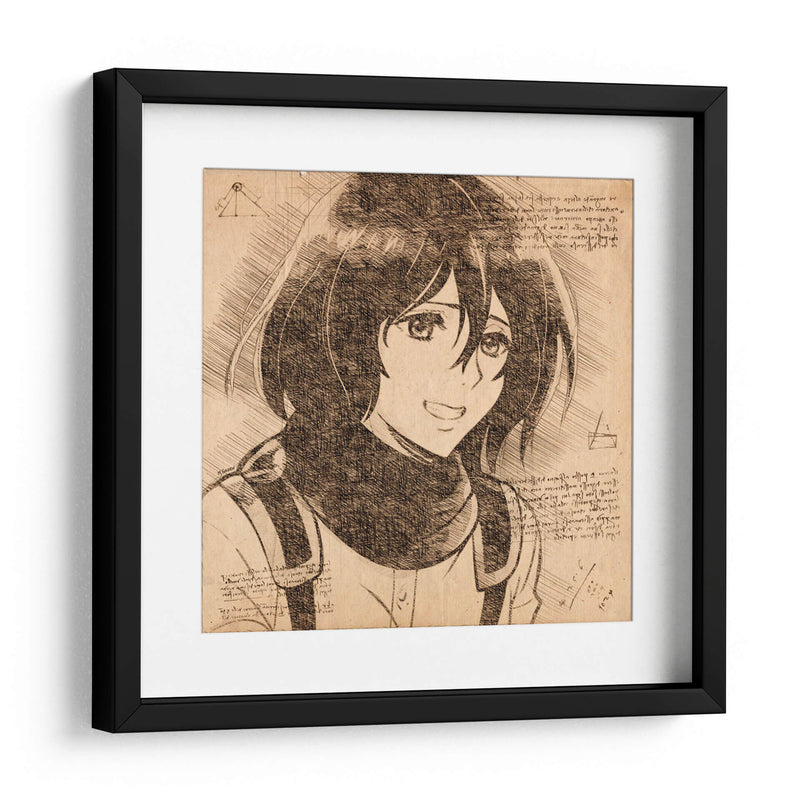La sonrisa de Mikasa - DaVinci Style - Marco Green | Cuadro decorativo de Canvas Lab