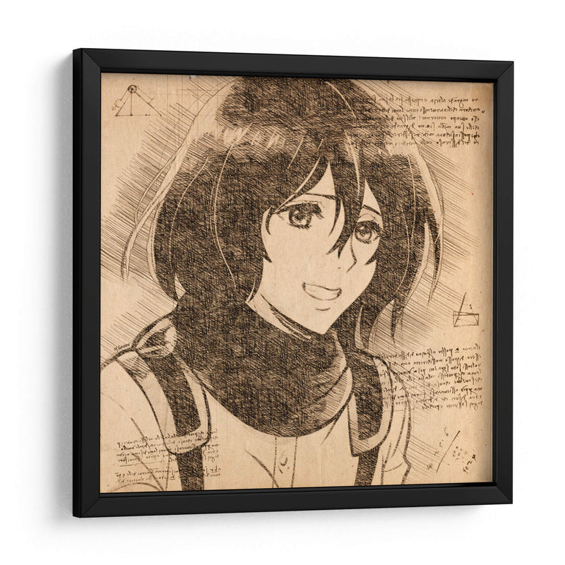 La sonrisa de Mikasa - DaVinci Style - Marco Green | Cuadro decorativo de Canvas Lab