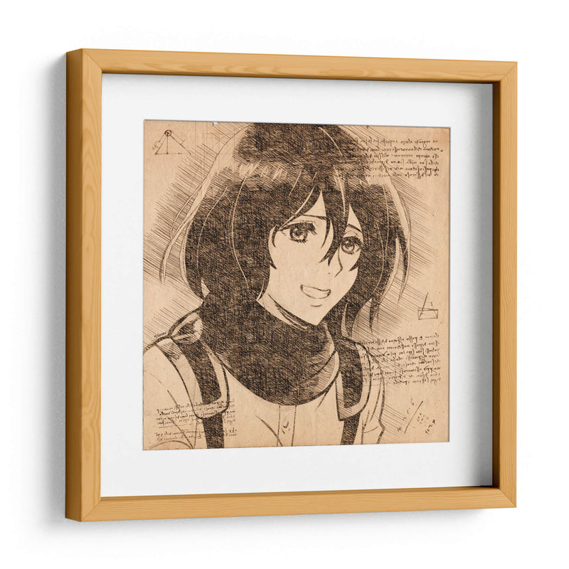 La sonrisa de Mikasa - DaVinci Style - Marco Green | Cuadro decorativo de Canvas Lab