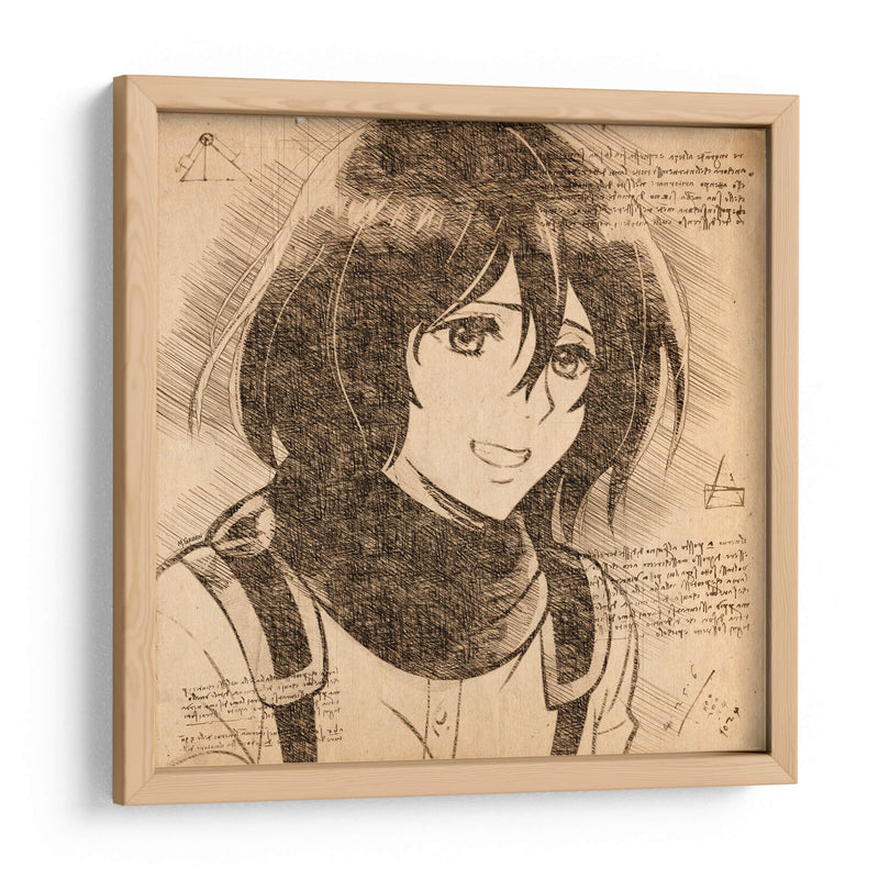 La sonrisa de Mikasa - DaVinci Style - Marco Green | Cuadro decorativo de Canvas Lab