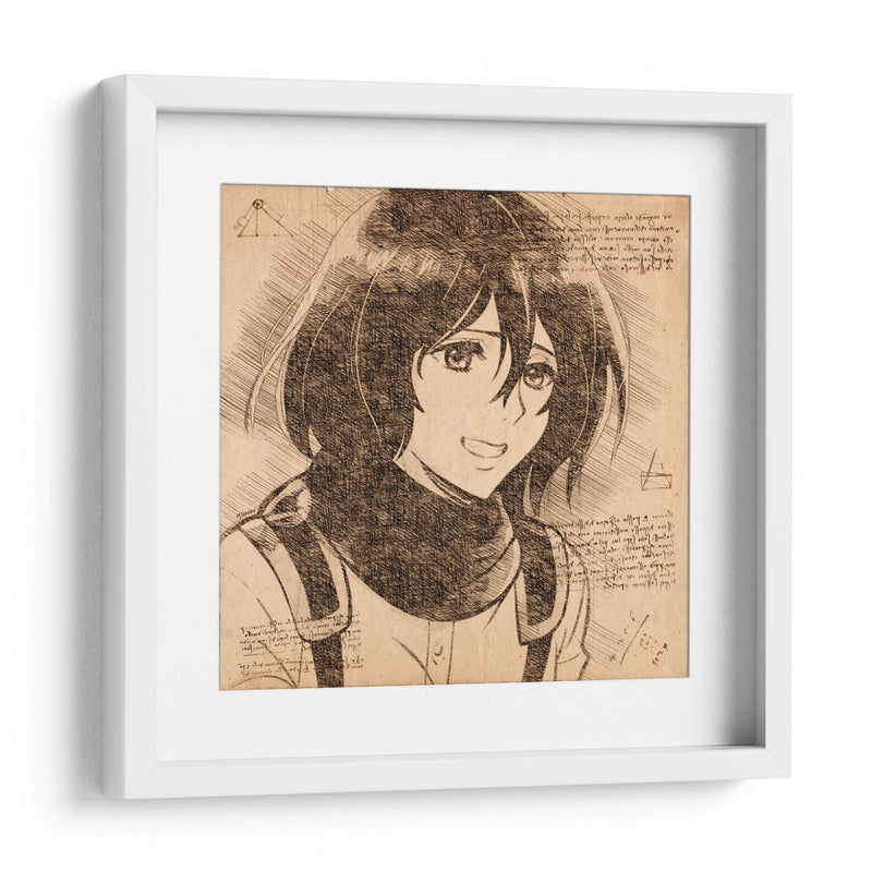 La sonrisa de Mikasa - DaVinci Style - Marco Green | Cuadro decorativo de Canvas Lab