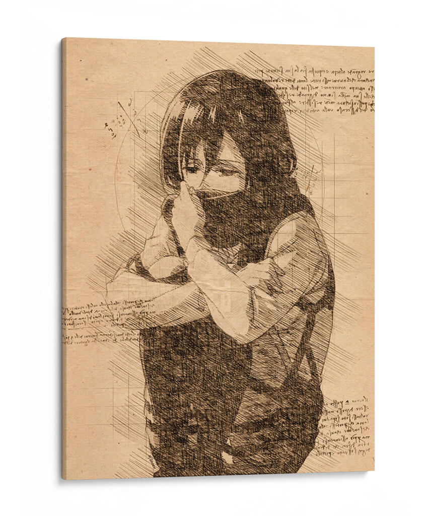 La bufanda de Mikasa - DaVinci Style - Marco Green | Cuadro decorativo de Canvas Lab