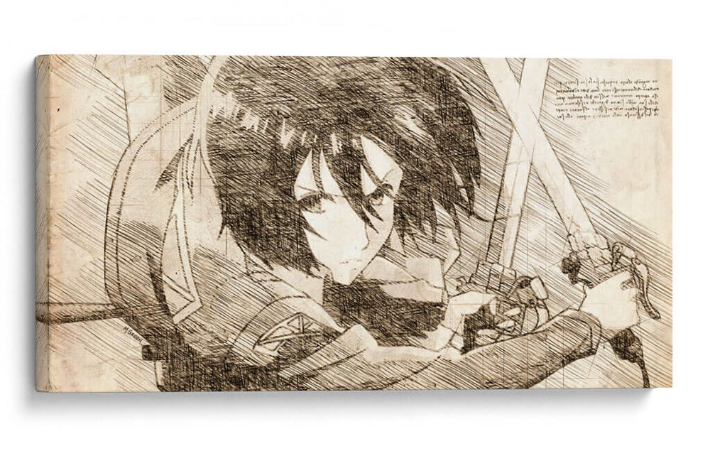 Mikasa Ackerman Tatakae - DaVinci Style - Marco Green | Cuadro decorativo de Canvas Lab
