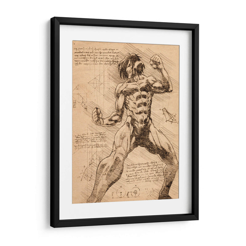 Titán de Ataque Notas - DaVinci Style - Marco Green | Cuadro decorativo de Canvas Lab