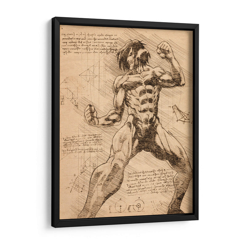 Titán de Ataque Notas - DaVinci Style - Marco Green | Cuadro decorativo de Canvas Lab