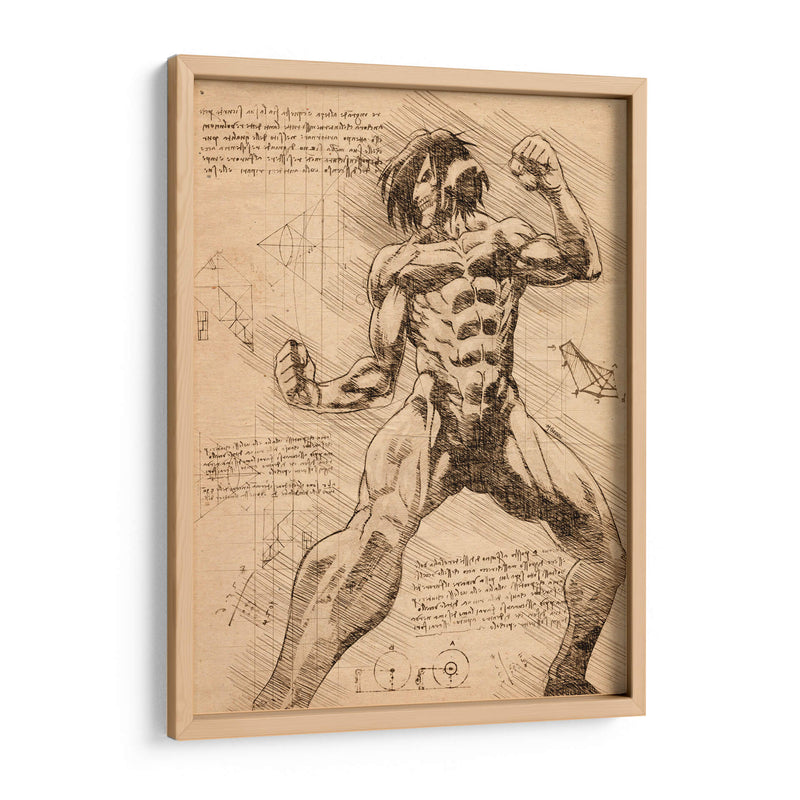 Titán de Ataque Notas - DaVinci Style - Marco Green | Cuadro decorativo de Canvas Lab