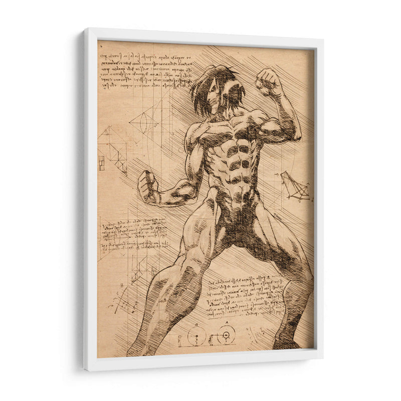 Titán de Ataque Notas - DaVinci Style - Marco Green | Cuadro decorativo de Canvas Lab