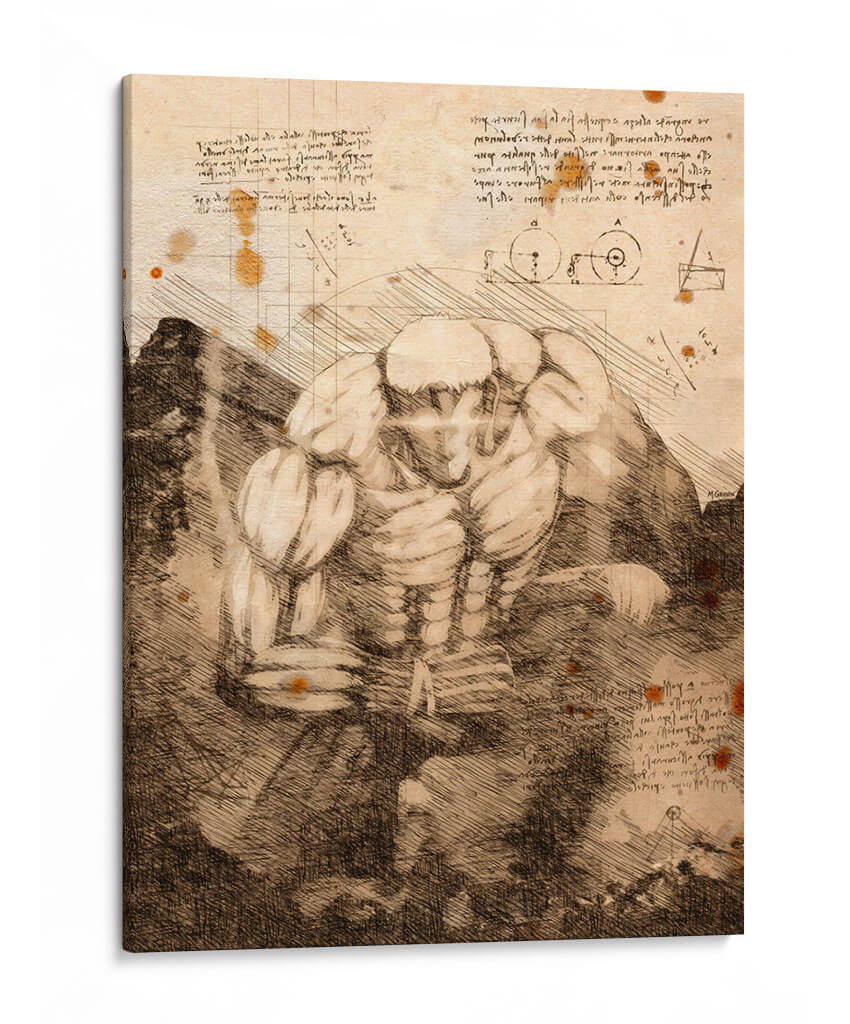 Titán acorasado Notas - DaVinci Style - Marco Green | Cuadro decorativo de Canvas Lab