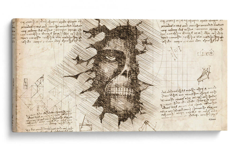 El titán en el muro - DaVinci Style - Marco Green | Cuadro decorativo de Canvas Lab
