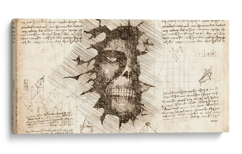 El titán en el muro - DaVinci Style - Marco Green | Cuadro decorativo de Canvas Lab