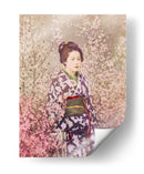Una geisha y una flor de cerezo - Ogawa Kazumasa | Cuadro decorativo de Canvas Lab