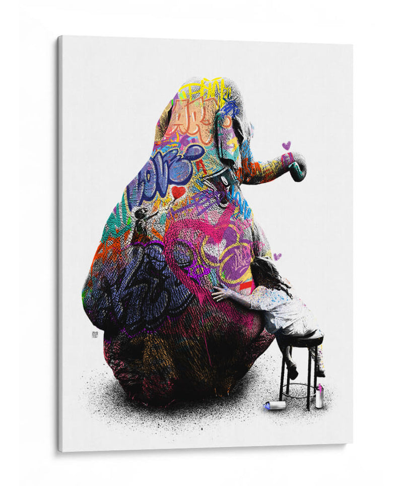 Elefante y Niña Graffiti - David Aste | Cuadro decorativo de Canvas Lab