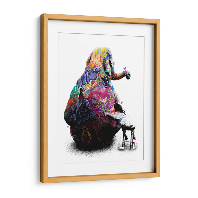 Elefante y Niña Graffiti - David Aste | Cuadro decorativo de Canvas Lab