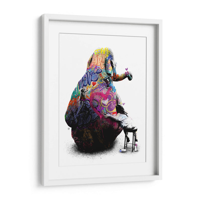 Elefante y Niña Graffiti - David Aste | Cuadro decorativo de Canvas Lab