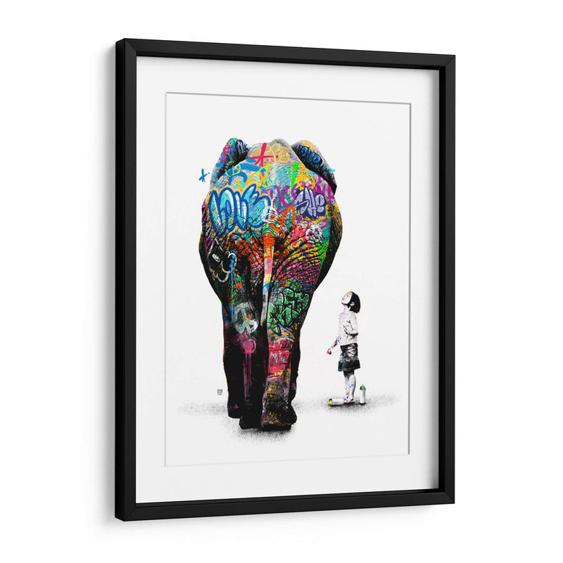 Elefante y Niña Graffiti 02 - David Aste | Cuadro decorativo de Canvas Lab