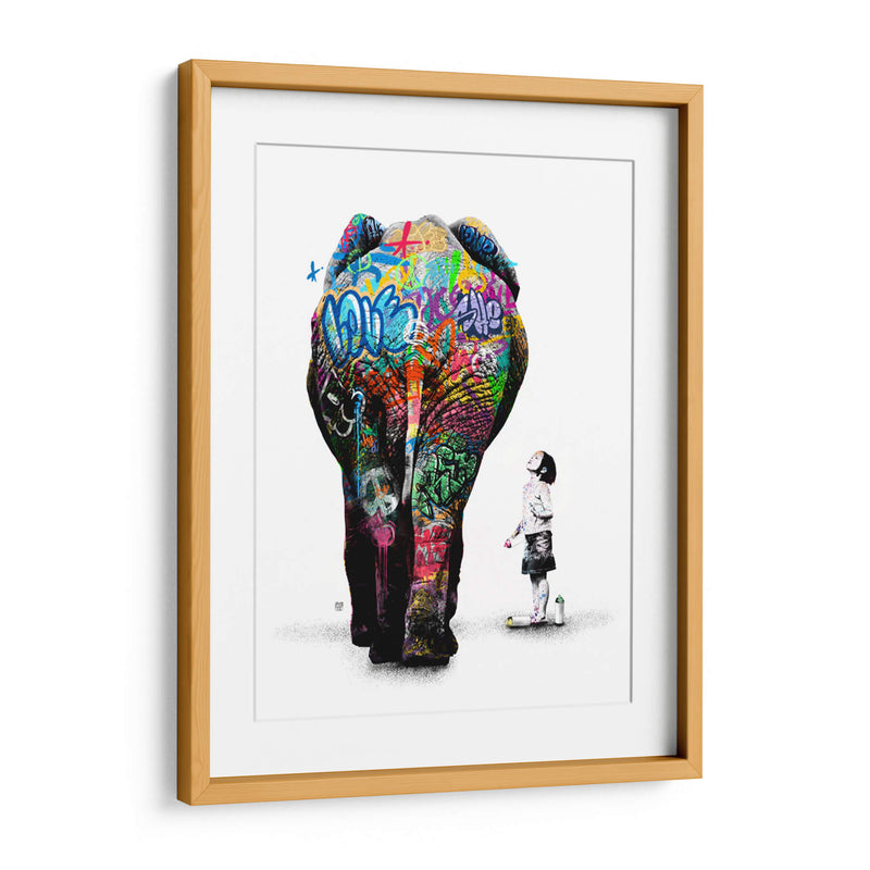 Elefante y Niña Graffiti 02 - David Aste | Cuadro decorativo de Canvas Lab