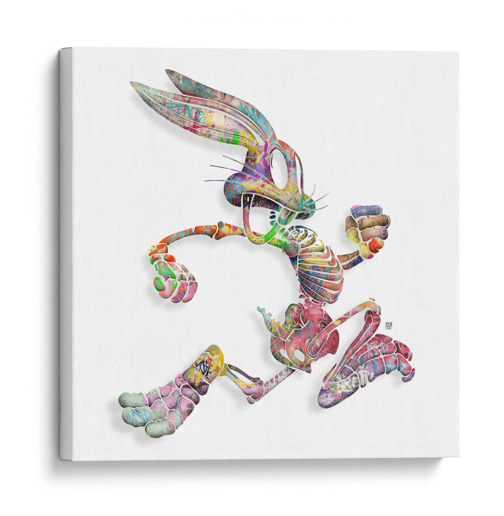 Bunny Skeleton Graffiti - David Aste | Cuadro decorativo de Canvas Lab