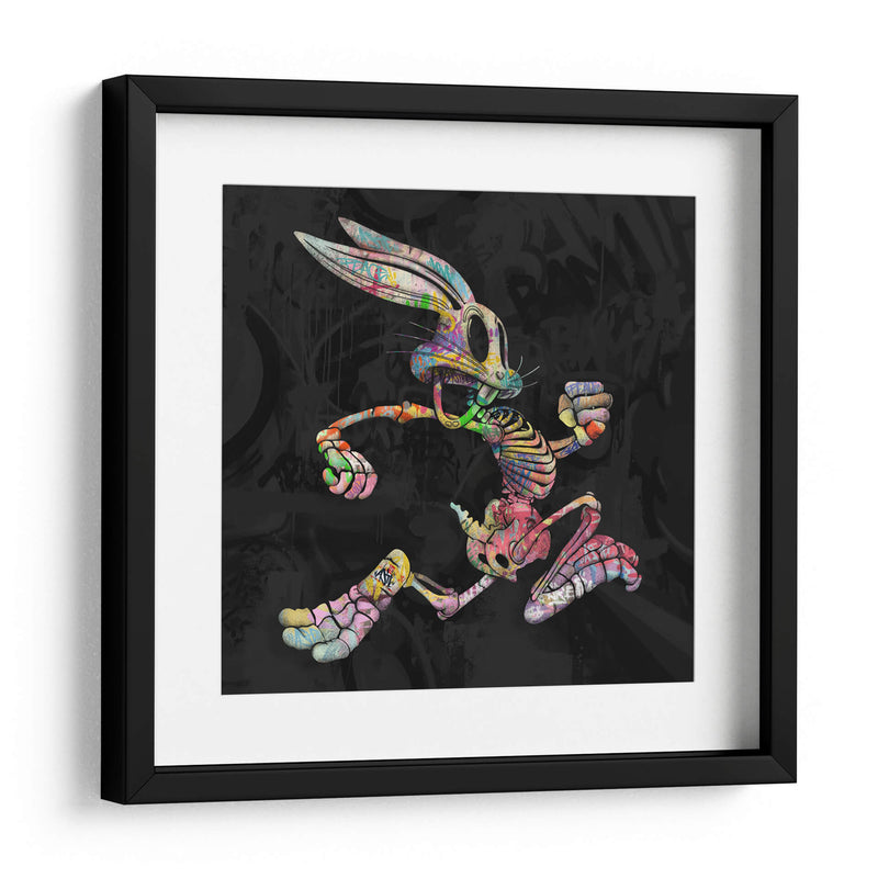 Bunny Skeleton Graffiti Black - David Aste | Cuadro decorativo de Canvas Lab