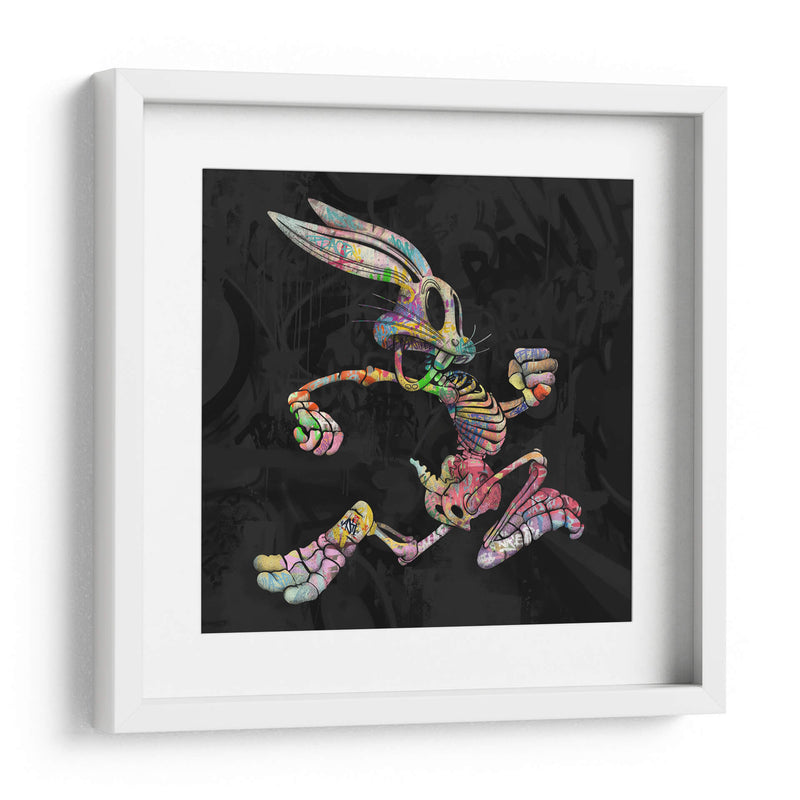 Bunny Skeleton Graffiti Black - David Aste | Cuadro decorativo de Canvas Lab