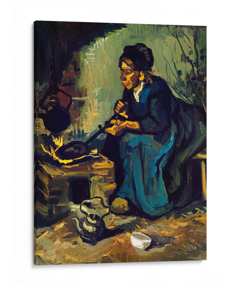 Mujer campesina cocinando junto a una chimenea - Vincent Van Gogh | Cuadro decorativo de Canvas Lab