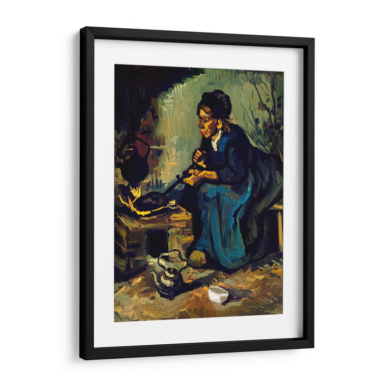 Mujer campesina cocinando junto a una chimenea - Vincent Van Gogh | Cuadro decorativo de Canvas Lab