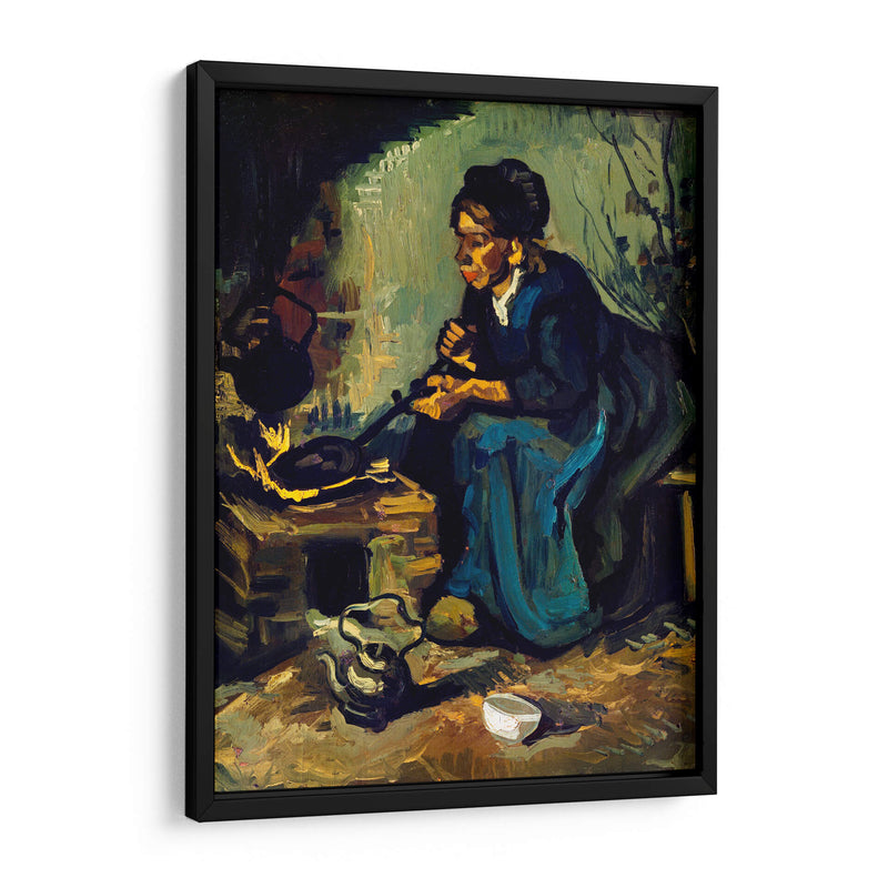 Mujer campesina cocinando junto a una chimenea - Vincent Van Gogh | Cuadro decorativo de Canvas Lab