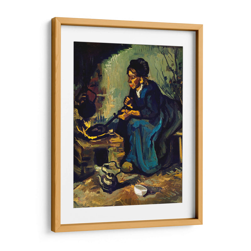 Mujer campesina cocinando junto a una chimenea - Vincent Van Gogh | Cuadro decorativo de Canvas Lab