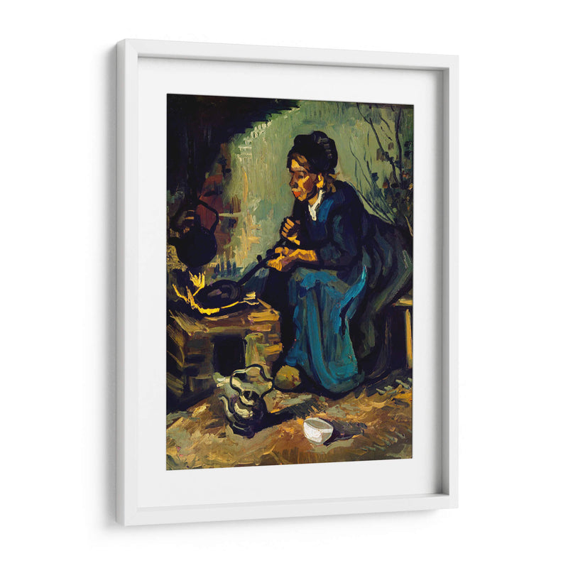 Mujer campesina cocinando junto a una chimenea - Vincent Van Gogh | Cuadro decorativo de Canvas Lab