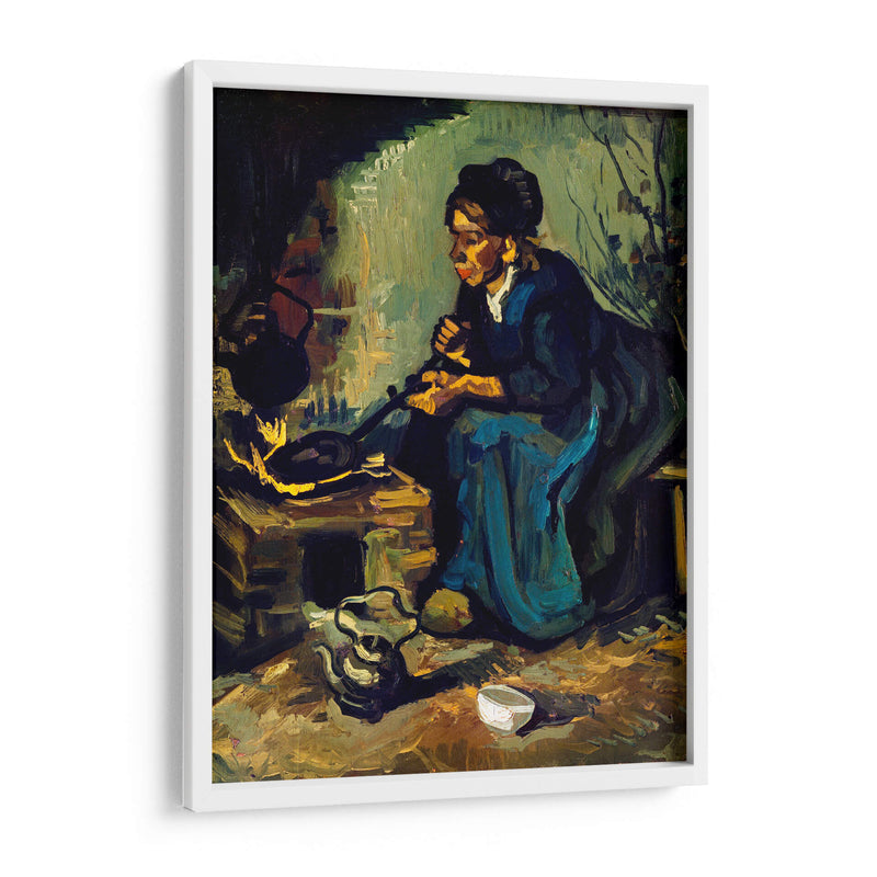 Mujer campesina cocinando junto a una chimenea - Vincent Van Gogh | Cuadro decorativo de Canvas Lab