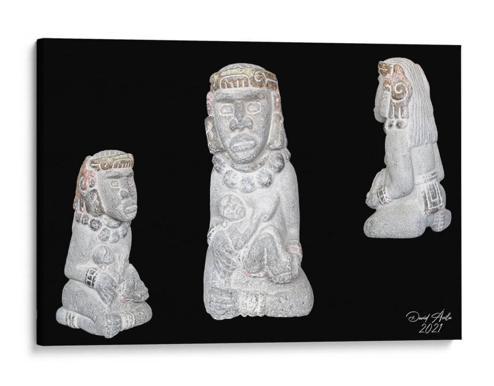 Escultura Doncella Tolteca e Hijo Híbrido Gris - David Ávila | Cuadro decorativo de Canvas Lab